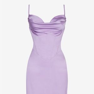 Lilac Corset Satin Slip Midi Dress